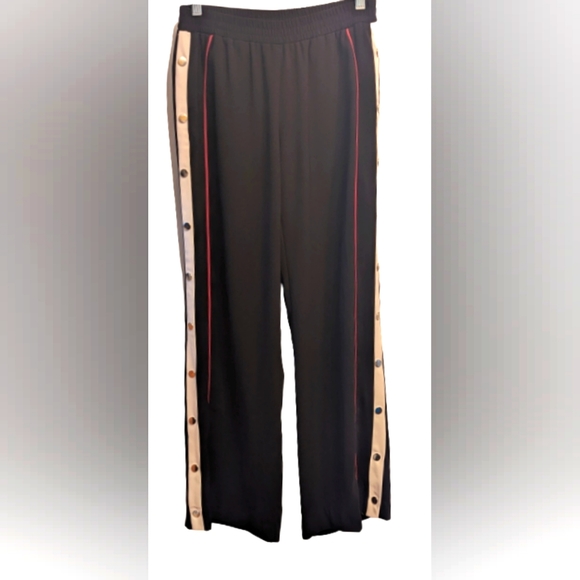 EUC bar III black white/red stripes on sides silver tone buttons open to knee - Picture 1 of 12